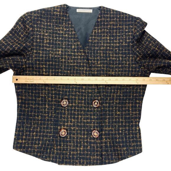 Magid Bernard 2 Pc Wool Skirt Suit Women 8 Brown Vintage Business Career Elegant - Picture 6 of 16